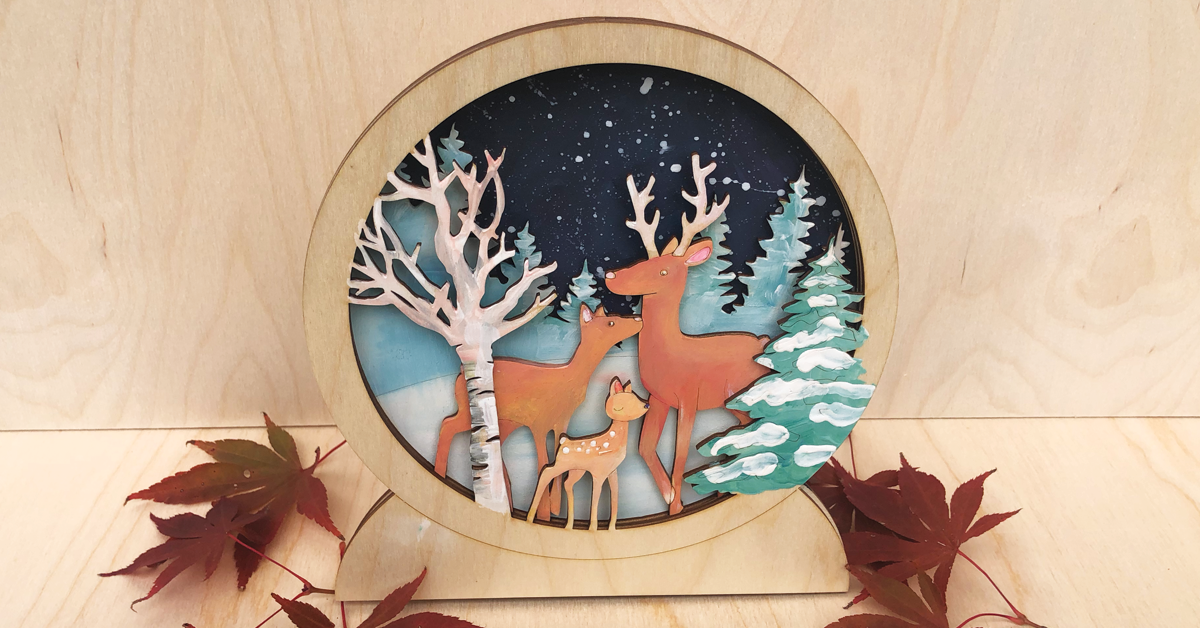 3D Deer Family Art Kit - Puzzle Lab